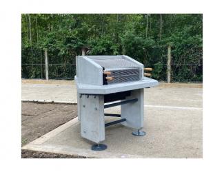BARBECUE DEUX FOYERS - SRANDARD BETON GRIS - ACIER GRIS (RAL7015)
