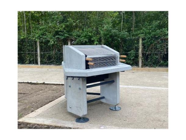 BARBECUE DEUX FOYERS - SRANDARD BETON GRIS - ACIER GRIS (RAL7015)