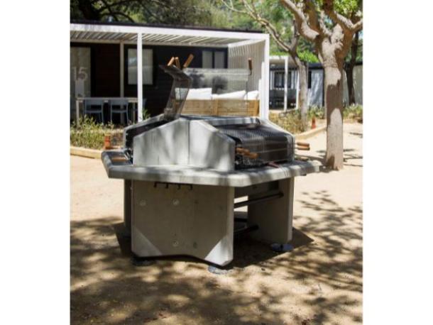 BARBECUE TROIS FOYERS STANDARD BETON GRIS - ACIER GRIS (RAL7015°