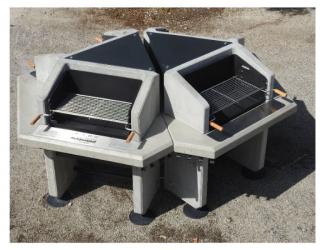 Barbecue quatres foyers standard Béton Gris - Acier Gris (RAL7015)